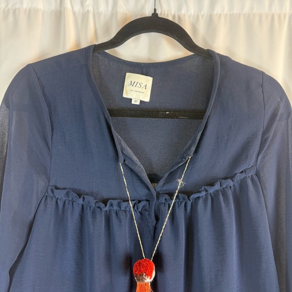 Misa Los Angeles Navy Blouse with Colorful Tassels - Picture 5 of 14